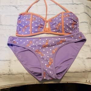 Aerie Purple Lobster Bandeau Bikini size Large